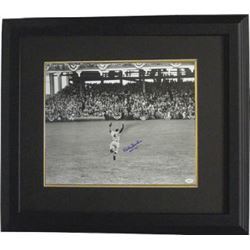 Duke Snider Signed Brooklyn Dodgers B&W Vintage Jumping 16X20 Photo Custom Framed HOF 80- JSA Hologr