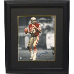 Joe Montana Signed San Francisco 49Ers 16X20 Photo Custom Framed (Spotlight Red Jersey)- Montana Hol
