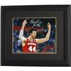 Frank Kaminsky Signed Wisconsin Badgers 8X10 Photo Custom Framed (Arms Raised Red Jersey)