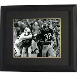 Franco Harris Signed Pittsburgh Steelers 16X20 B&W Photo Custom Framed (Immaculate Reception)