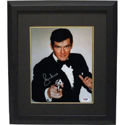 Roger Moore Signed James Bond Close Up 8X10 Photo Custom Framed- PSA Hologram (Entertainment/Movie)