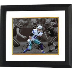 Cole Beasley Signed Dallas Cowboys 8X10 Spotlight Photo #11 Custom Framed (Black Sig-White Jersey-Vs