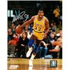 Image 1 : Magic Johnson Signed Los Angeles Lakers 8X10 Photo (Yellow Jersey Dribble-Silver Sig)