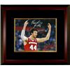Image 1 : Frank Kaminsky Signed Wisconsin Badgers 8X10 Photo Custom Framed (Arms Raised Red Jersey)