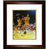 Image 1 : Magic Johnson Signed Los Angeles Lakers 16X20 Photo Custom Framed (Vs Kareem Abdul-Jabbar)- PSA Holo