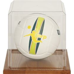 Volleyball Unsigned Display Case With Wood Base