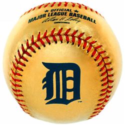Detroit Tigers 24 Karat Gold Leather Official Major League Team Logo Baseball
