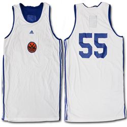 Josh Harrellson Jersey - NY Knicks 2011-2012 Season Game Worn #55 Blue And White Reversible Practice