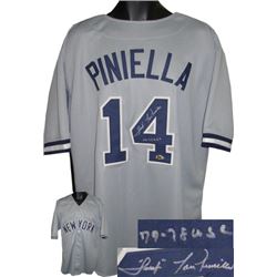Lou Piniella Signed New York Yankees Gray TB Prostyle Jersey Dual Sweet & 77-78 WSC (World Series Ch