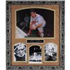 Image 1 : Yogi Berra Signed 4 Photo Collage W/ Nameplate - Signed Larry “Yogi” Berra (18X22 Frame)