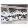 Image 1 : Yogi Berra Signed Posing In Dugout With Yankee Players Horizontal 8X10 Photo