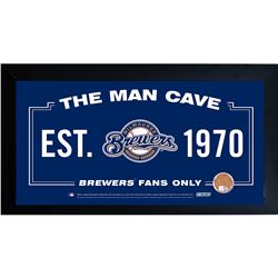 Milwaukee Brewers Man Cave Framed 10X20 Sign W/ Authentic Game-Used Dirt (MLB Auth)