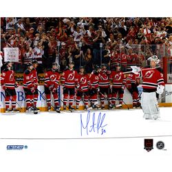 Martin Brodeur Signed Final Game With Career/Retirement Logo 16X20 Photo (LE/130)