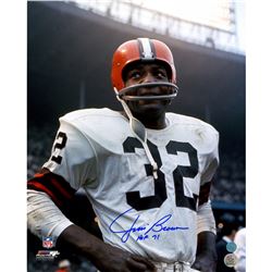 Jim Brown Cleveland Browns Signed Rookie Close-Up 16X20 Photo W/ HOF 71 Insc (AJ Sports Auth)