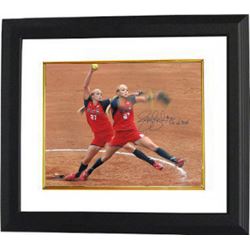Jennie Finch Signed Olympic Team USA 16X20 Photo Custom Framed Double Exposure 04 US Gold
