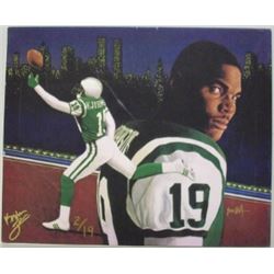 Keyshawn Johnson Signed New York Jets 16X20 Canvas Lt Ed 19 Slight Scratch