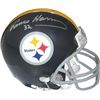 Image 1 : Franco Harris Signed Pittsburgh Steelers Riddell TB Gray Mask Mini Helmet #32 (Silver Sig)