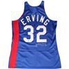 Image 1 : Julius Erving Signed New York Nets Authentic Blue Mitchell And Ness Jersey (Signed In Silver)