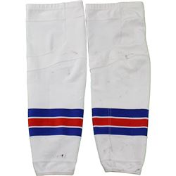 Randomly Selected New York Rangers Game Used White Socks (Pair)