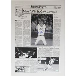 New York Times Cover Reprint Signed By Jesse Orosco - October 28, 1986 Mets Win It, City Loves It