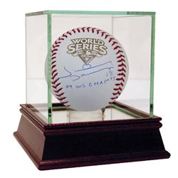 Johnny Damon Signed 2009 WS Baseball W/ 09 WS Champs Insc ( MLB Auth)