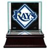 Image 1 : Tampa Bay Rays Glass Single Baseball Case With Team Logo Background