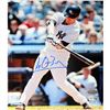 Lyle Overbay Pinstripe Jersey Hitting Ball Vertical Signed 8X10 Photo
