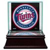 Image 1 : Minnesota Twins Glass Single Baseball Case With Team Logo Background