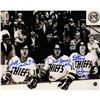 Image 1 : Hanson Brothers Charleston Chiefs Triple Signed On Bench 8X10 Photo