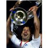 Image 1 : Luis Figo Signed Real Madrid With Trophy Overhead 12X16 Photo ( Icons Auth & Third Party Holo)