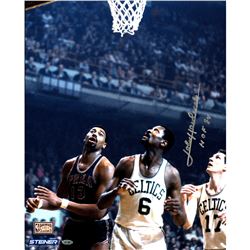 John Havlicek Signed Under Hoop With Russell And Chamberlain 16X20 Photo W/ HOF Insc