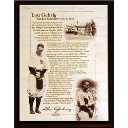 Lou Gehrig Speech 8X10 Plaque
