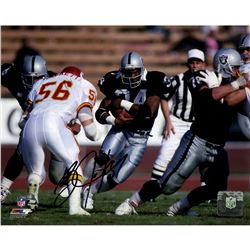 Bo Jackson Signed Rushing Against Chiefs Horizontal 8X10 Photo (Signed In Black)
