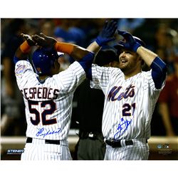 Lucas Duda & Yoenis Cespedes Dual Signed Celebration 16X20 Photo (LE/25)