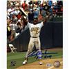 Image 1 : Rickey Henderson Signed 'Celebrating With Base In Air' Vertical 8X10 Photo W/ "HOF 2009" Insc