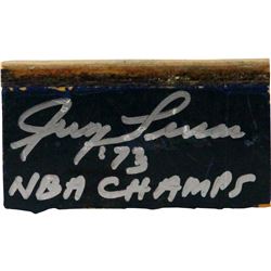 Jerry Lucas Signed MSG 2X3 Court Piece W/ '73 NBA Champs Insc ( Tristar Auth)