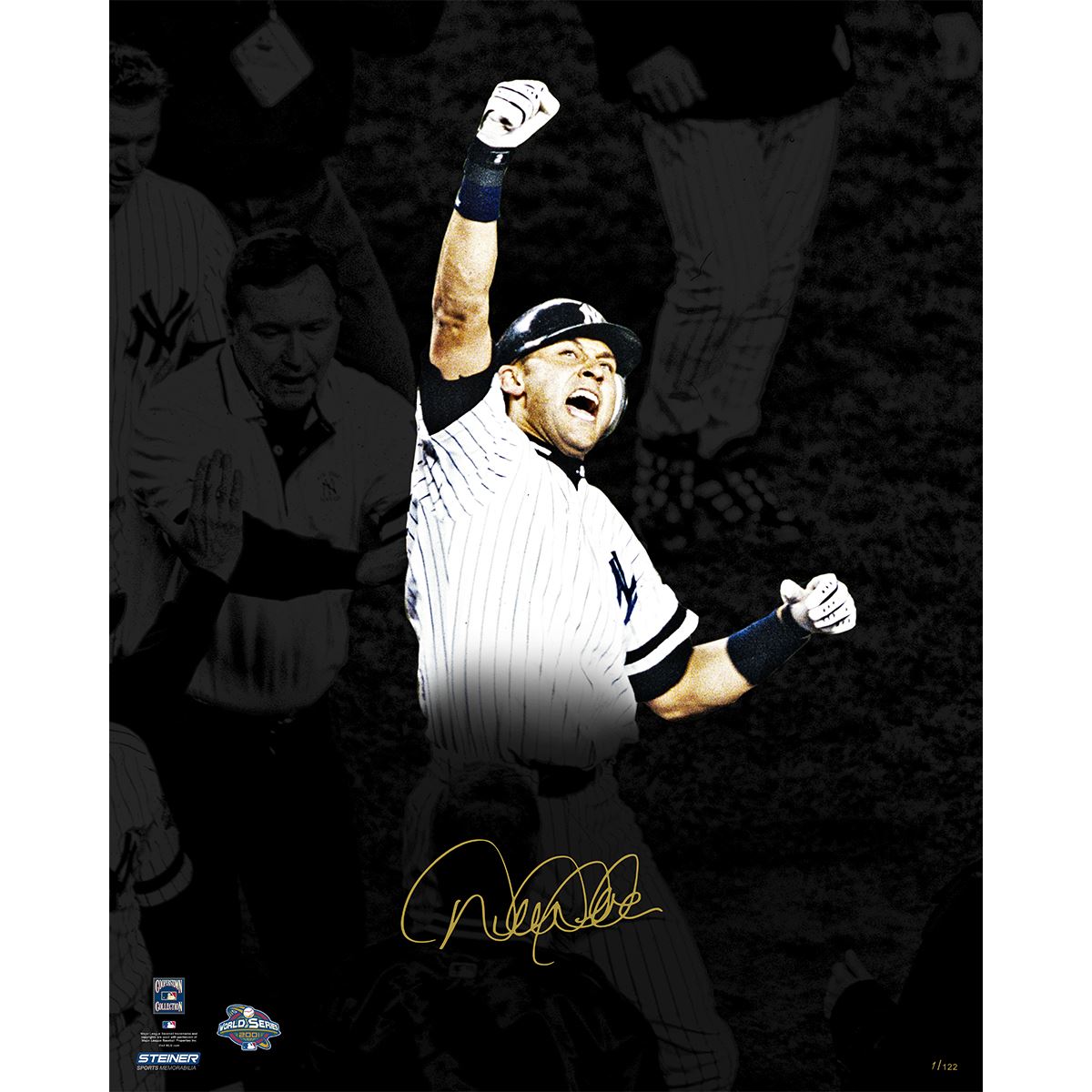 Derek Jeter Signed 2001 World Series Mr. November Fist Pump Spotlight ...