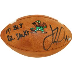 Justin Tuck Signed Notre Dame Game Model Football W/ "ND 24.5 Record Sacks"