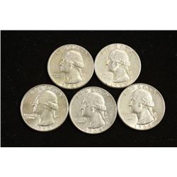 5 ASSORTED WASHINGTON SILVER QUARTERS