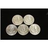 Image 2 : 5 WASHINGTON SILVER QUARTERS