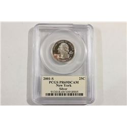 2001-S SILVER NEW YORK QUARTER PCGS PR69 DCAM