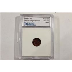 1985 BRITISH VIRGIN ISLANDS 1 CENT PF ULTRA DEEP