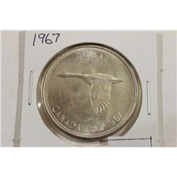 1967 CANADA FLYING GOOSE SILVER DOLLAR UNC