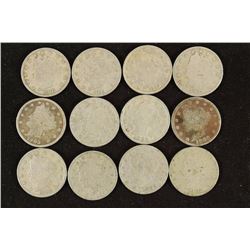 12 ASSORTED LIBERTY "V" NICKELS