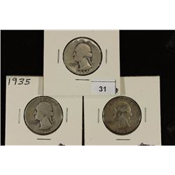 1934,35 & 1936 WASHINGTON SILVER QUARTERS