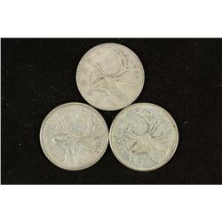 1942,61 & 64 CANADA SILVER 25 CENTS