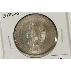 1948 MEXICO SILVER 5 PESOS UNC .8680 OZ. ASW