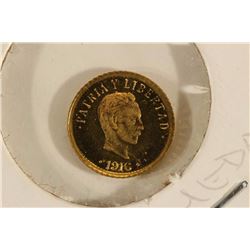8-10KT GOLD 1916 CUBA PESO MINI MEDAL