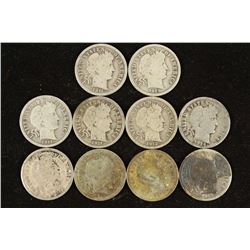 10 ASSORTED BARBER DIMES