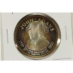 33 GRAM STERLING SILVER PROOF ROUND JOHN ADAMS